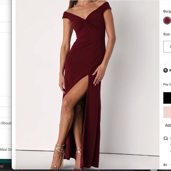 Dresses & Skirts - Lulus Behold My Love Burgundy Off-The-Shoulder Twist-Front Maxi Dress